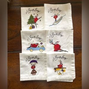 Pottery Barn set of 6 “Santa Baby” Cocktail Napkins